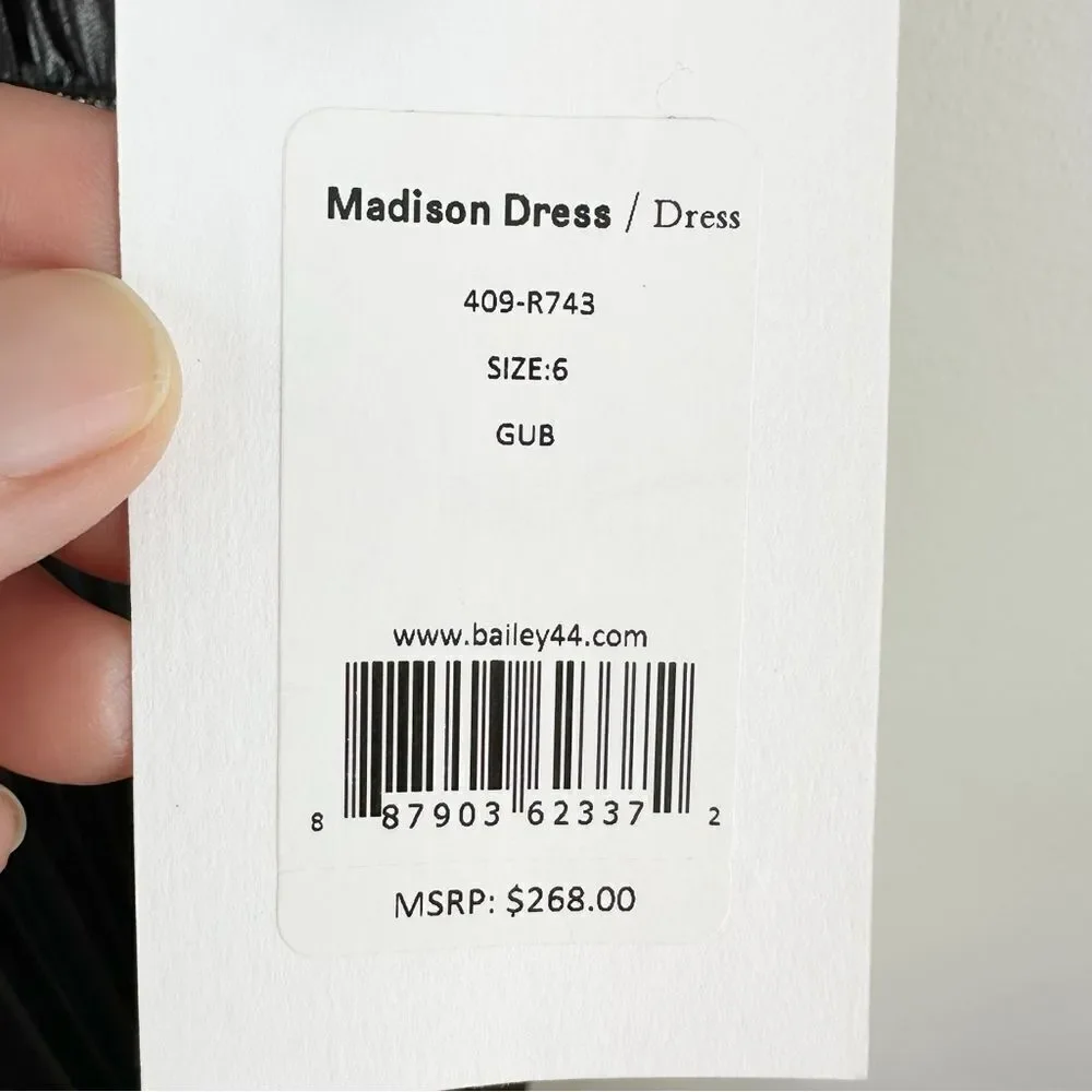 Bailey‎ 44 Women Madison Metallic Micro Pleated Asymmetrical Halter Dress Sz 6 - Picture 8 of 14